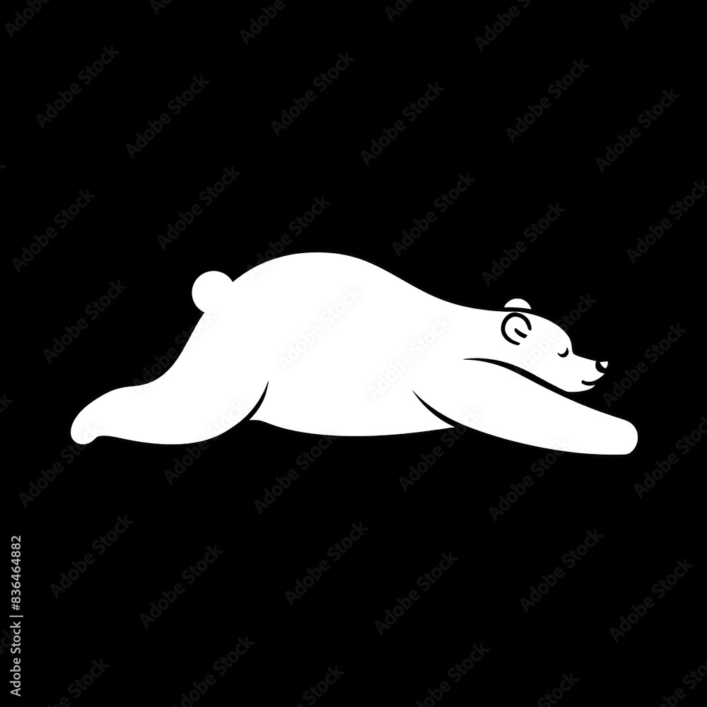 うつ伏せに寝る白熊のシュールなイラスト 黒背景の切り抜き うつ伏せに寝る白熊のシュールなイラスト 黒背景の切り抜き