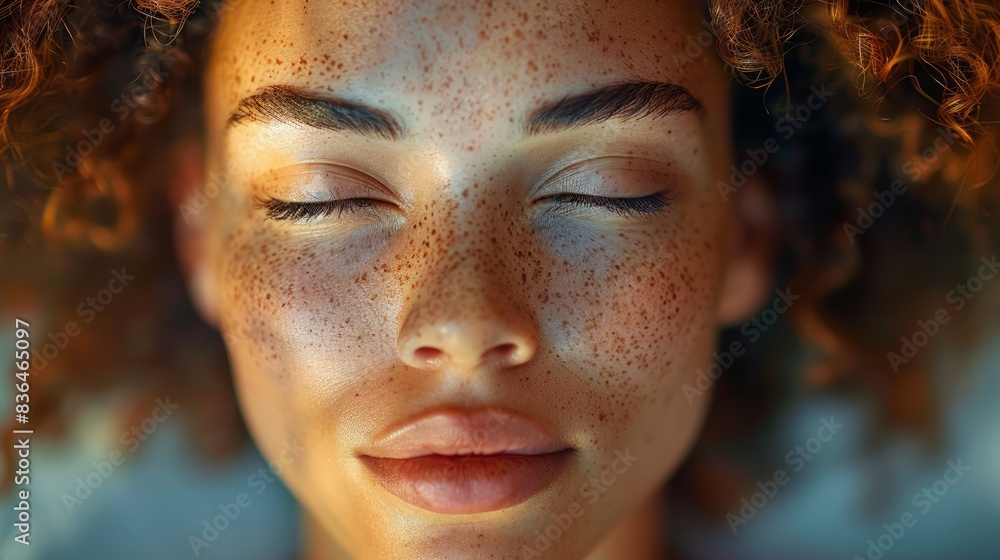 Intense close-up of a person's face during a yoga session. Stay focused and quiet. Intense close-up of a person's face during a yoga session. Stay focused and quiet.
