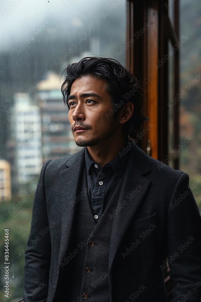Fototapeta premium A man in a black suit