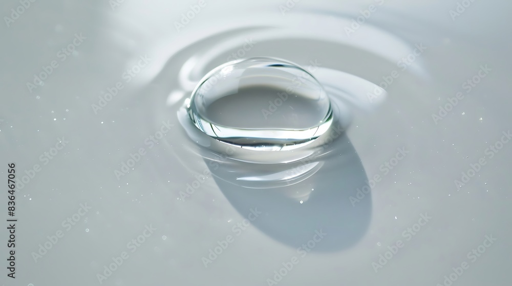 Macro shot of a water droplet, isolated on a smooth white surface. Macro shot of a water droplet, isolated on a smooth white surface.