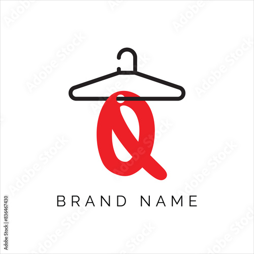 Letter Q fashion logo, Hanging letter Q vector Icon, boutique logo design. Initial capital Q letter hanger icon