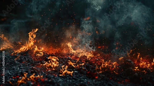 Flames burning against a dark backdrop