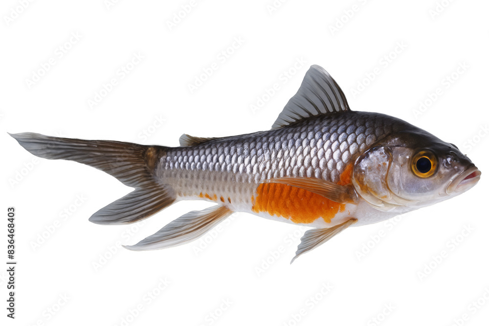 A high-quality image of a koi fish with scaled detail, perfect for a png with a transparent, white background A high-quality image of a koi fish with scaled detail, perfect for a png with a transparent, white background