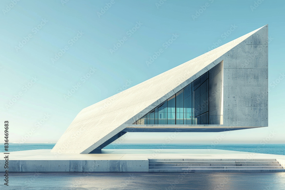 Fototapeta premium Concrete outdoor square building,Empty architectural background. 