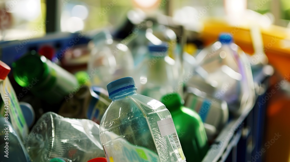 Detailed shot of waste segregation labels, close-up, clear text, indoor lighting Detailed shot of waste segregation labels, close-up, clear text, indoor lighting