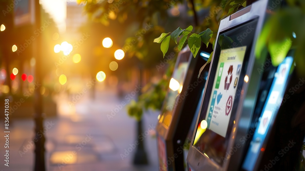 Tight shot of a digital display on a community recycling point showing saved metrics, soft background, evening light. Tight shot of a digital display on a community recycling point showing saved metrics, soft background, evening light.