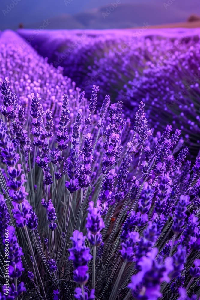 Fototapeta premium Vivid Lavender Field During the Summer Time