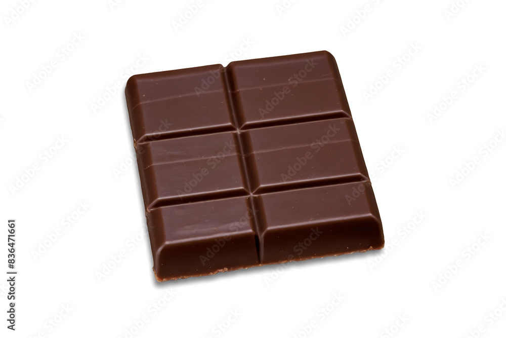 An appetizing chocolate bar with clearly defined squares on a transparent, white background, in png format An appetizing chocolate bar with clearly defined squares on a transparent, white background, in png format