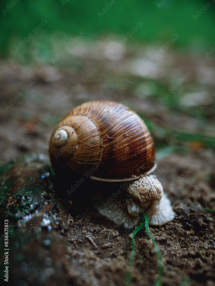 Close-Up of Snail in Green Nature Setting - Natural Wildlife Photography Close-Up of Snail in Green Nature Setting - Natural Wildlife Photography