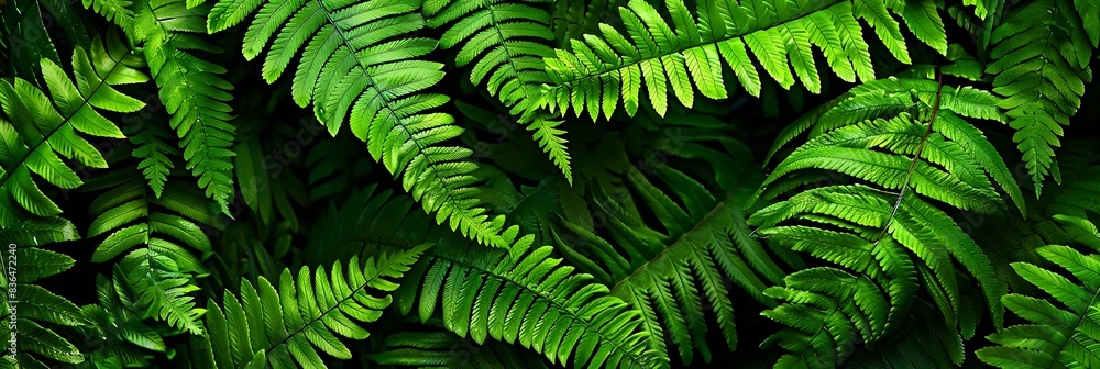 botanical background with green fern leaves on a black background botanical background with green fern leaves on a black background