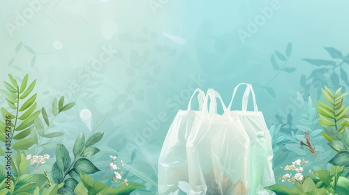 Concept of International Plastic Bag Free Day , hand holding a white plastic bag with Earth is in , Generative AI