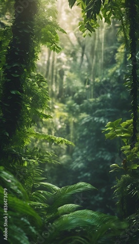 the trees in the jungle are full of green leaves and ferns