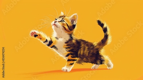 Watercolor style design orange cat illustration. photo
