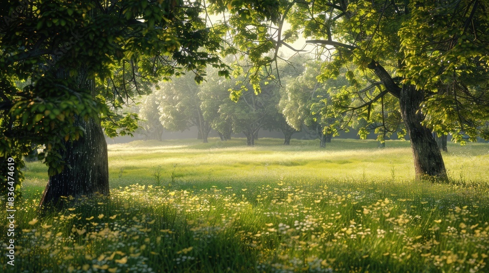 Field with trees and grass Field with trees and grass