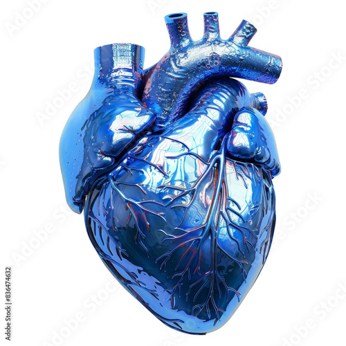 Wallpaper Mural A 3D rendering of a metallic blue human heart.  The heart is isolated on a black background. Torontodigital.ca