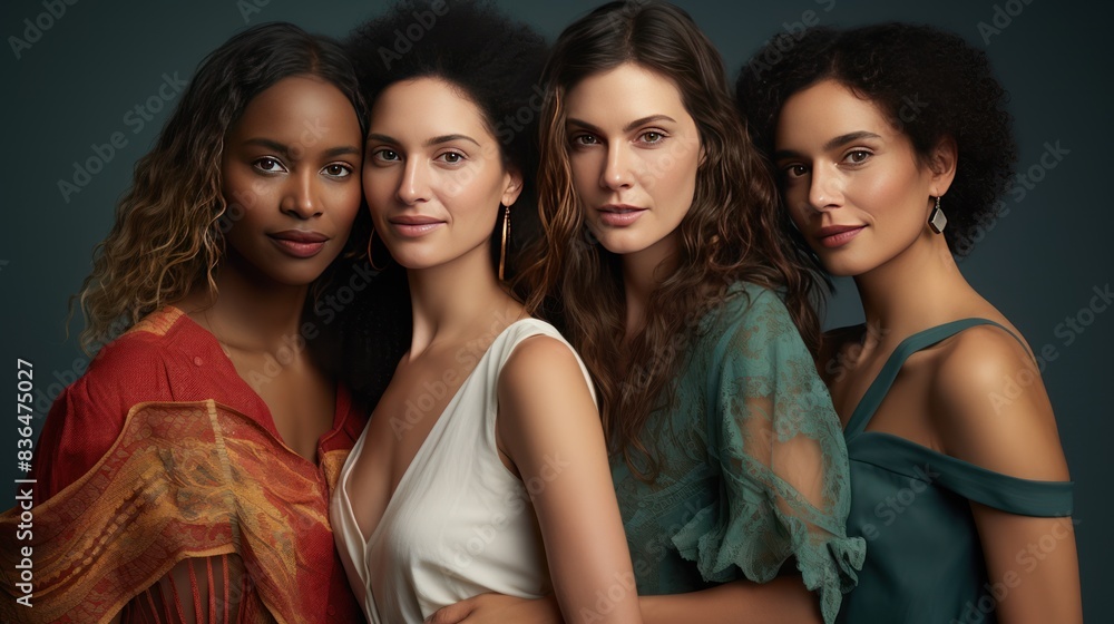 multicultural women standing side by side with arms crossed, unique beauty and cultural diversity multicultural women standing side by side with arms crossed, unique beauty and cultural diversity