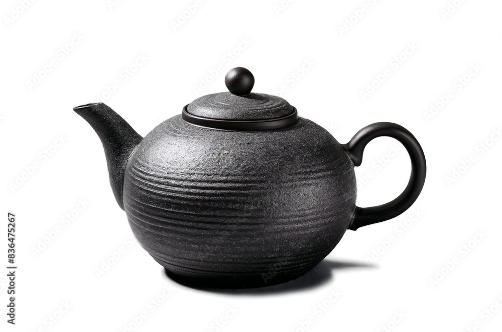 A classic black teapot with a minimalist design, perfect for a png with a white background A classic black teapot with a minimalist design, perfect for a png with a white background
