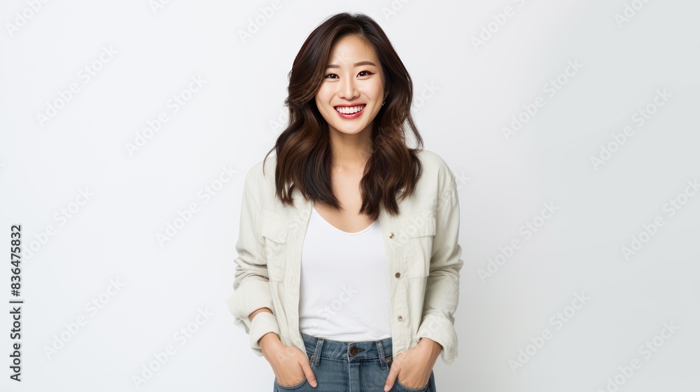 a cheerful Asian woman with a warm smile, a cheerful Asian woman with a warm smile,