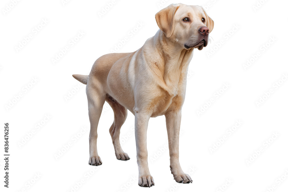 Isolated image of a yellow Labrador dog standing, transparent, white background, png, ideal for pet-related content Isolated image of a yellow Labrador dog standing, transparent, white background, png, ideal for pet-related content