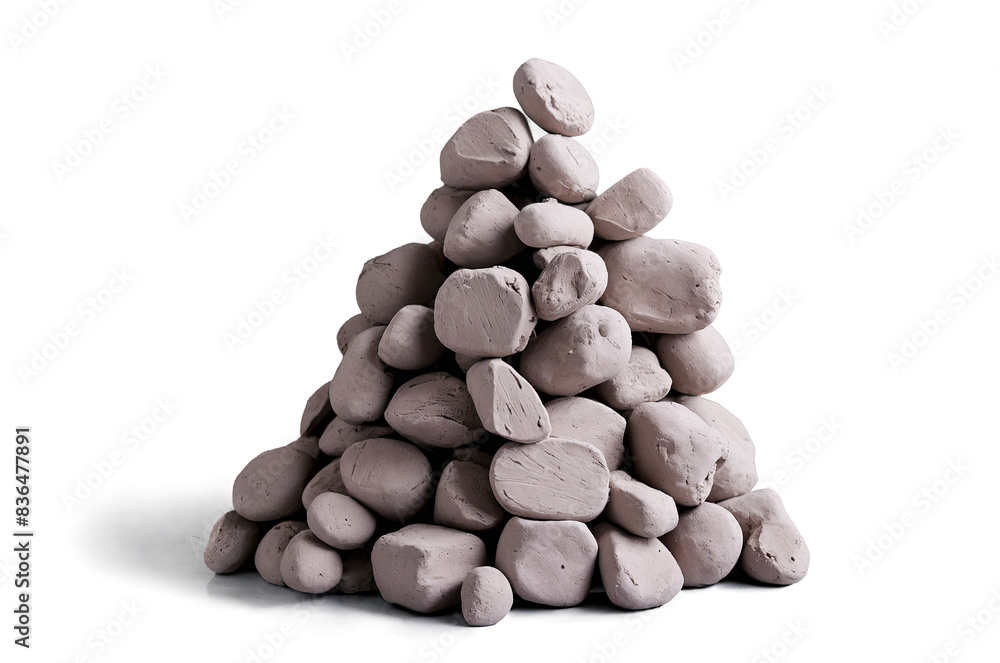 A pyramid of irregularly shaped stones stacked, with a transparent, white background, in png format suitable for design use A pyramid of irregularly shaped stones stacked, with a transparent, white background, in png format suitable for design use