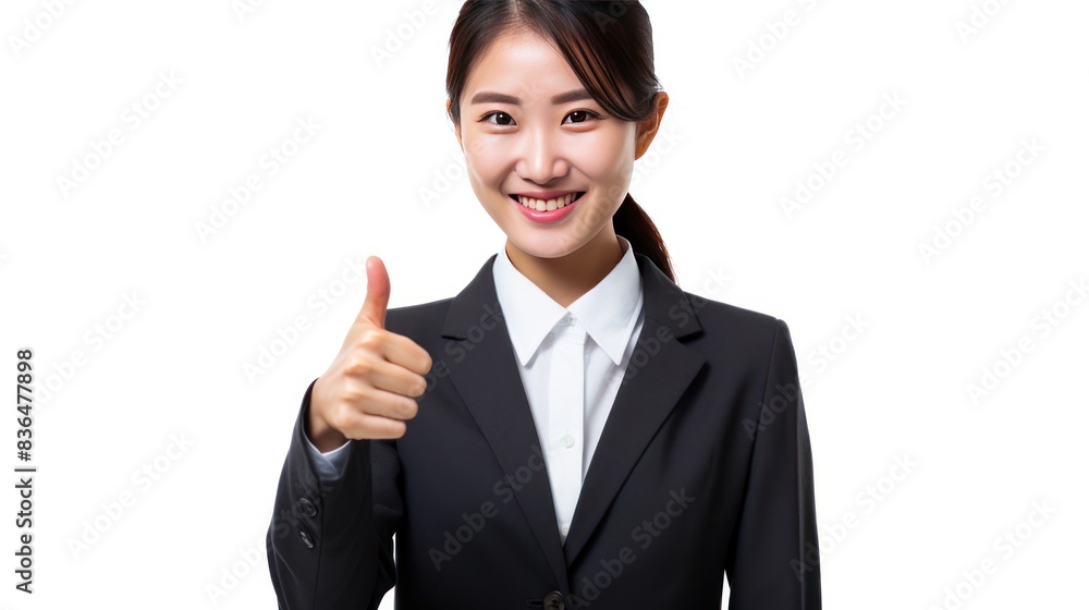 a young Asian businesswoman giving a thumbs up a young Asian businesswoman giving a thumbs up