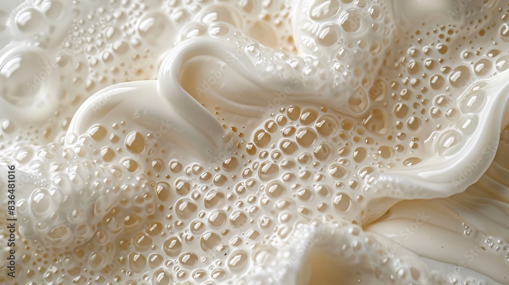 Close-up of rich, creamy soap lather with delicate bubbles on a pristine white background Close-up of rich, creamy soap lather with delicate bubbles on a pristine white background