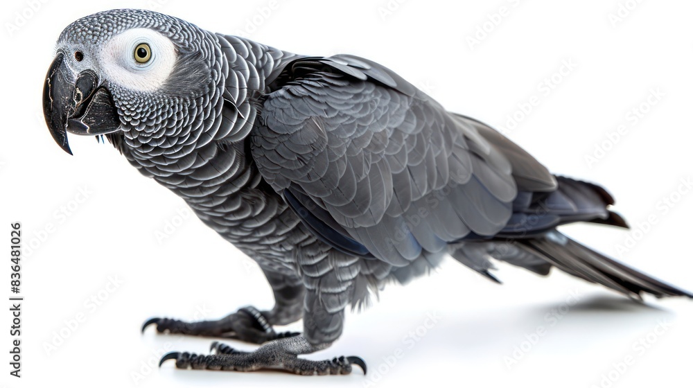 Fototapeta premium African Grey Parrot on white background