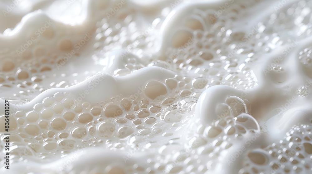 Close-up of thick, luxurious soap lather with intricate bubble patterns on a bright white background Close-up of thick, luxurious soap lather with intricate bubble patterns on a bright white background