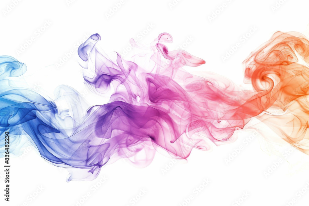 Obraz premium A colorful smoke trail with a white background