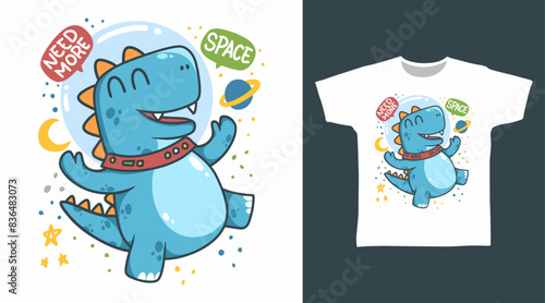 Dinosaur Space Vector Illustration Tshirt Designs