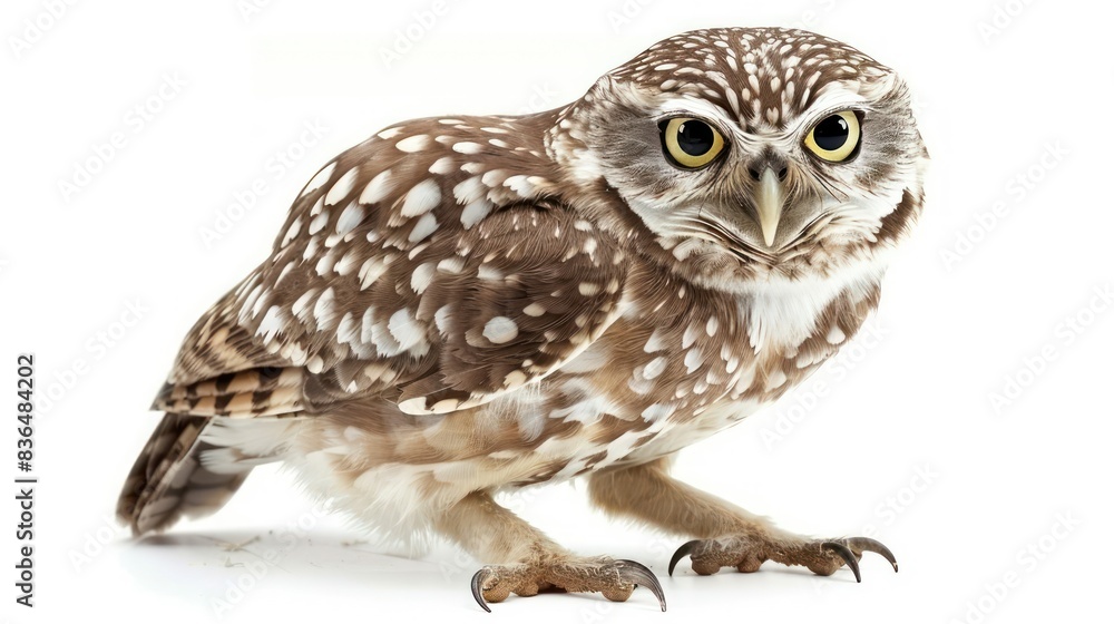 Naklejka premium Burrowing Owl clearly photo on white background