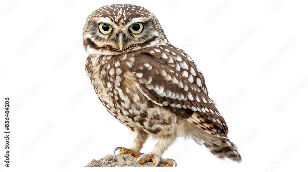 Burrowing Owl clearly photo on white background , Burrowing Owl clearly photo on white background ,