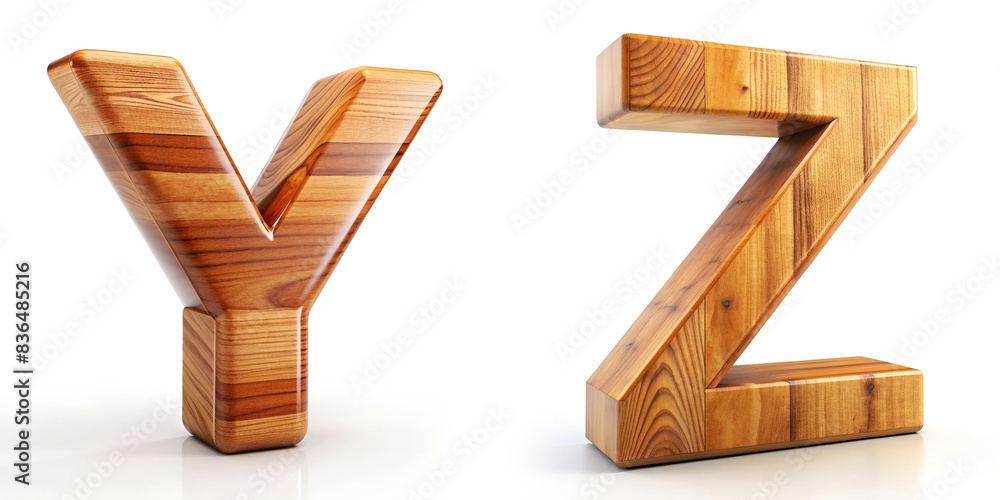 Letters Y, Z. Glossy Wooden Alphabet with Varnish Finish. Letters Y, Z. Glossy Wooden Alphabet with Varnish Finish.