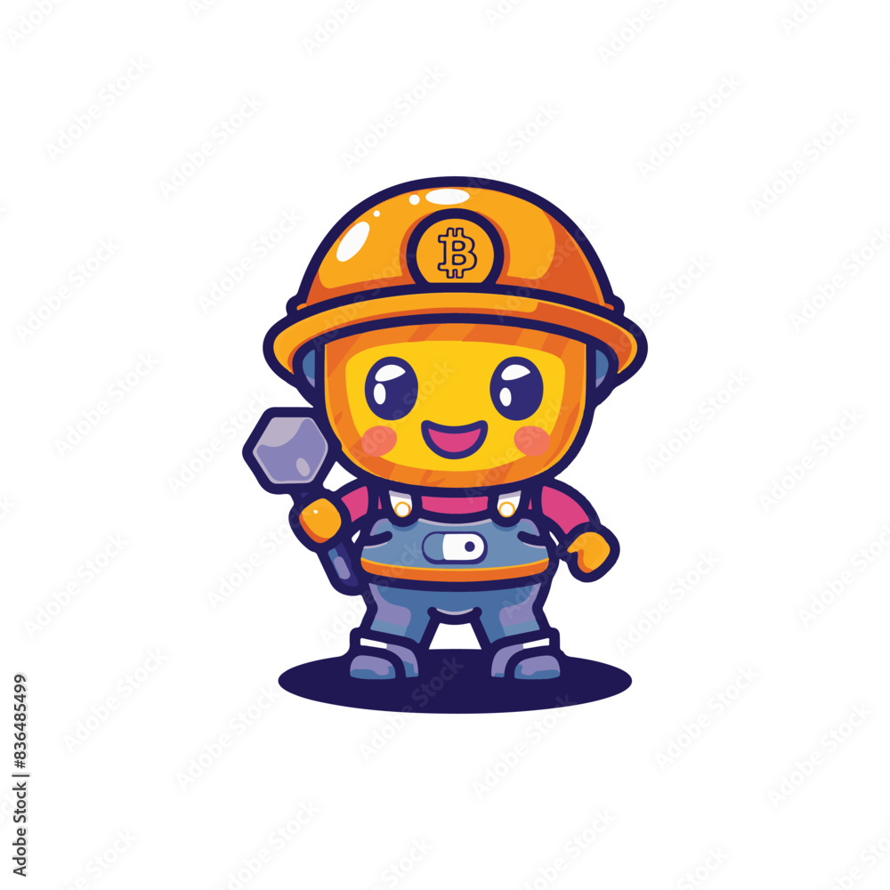 cute bitcoin miner character design cute bitcoin miner character design