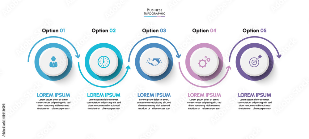 Vetor de Business data visualization. timeline infographic icons ...