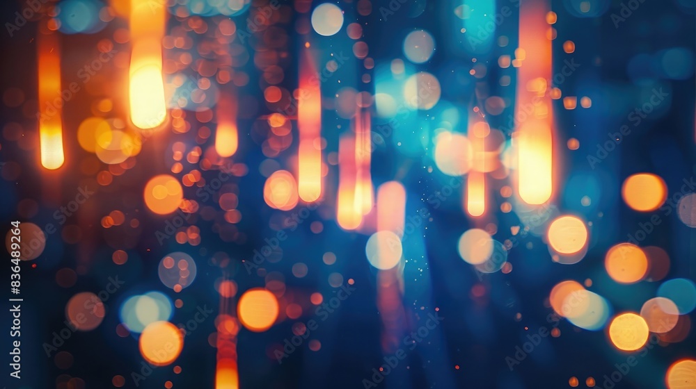 digital stock market chart with blue and orange lights, bokeh effect ...