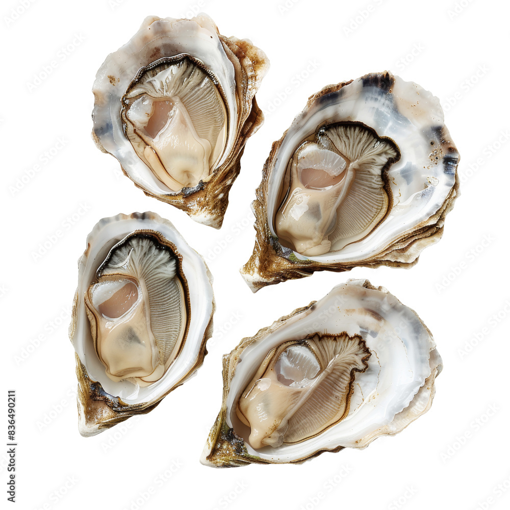 Raw and Fresh Oysters on the Half Shell isolated on transparent background Raw and Fresh Oysters on the Half Shell isolated on transparent background