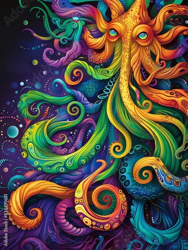 A vibrant, psychedelic abstract background.