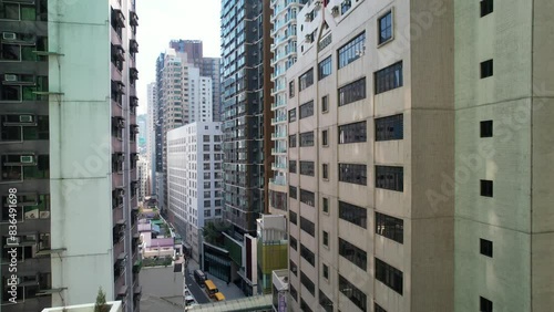 Witness the dense urban landscape of Hong Kong Central Sheung Wan Mid-levels, where slope cutting and piling works make way for tightly packed high-rises photo