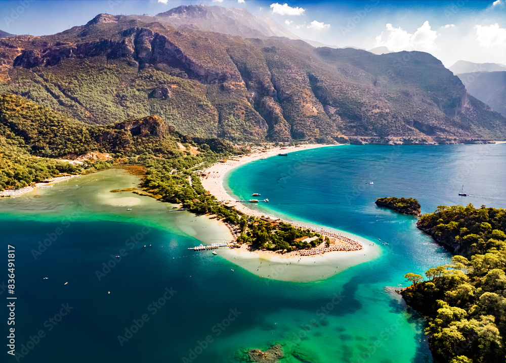 Aerial view of Oludeniz in district of Fethiye, Mugla, Turkey Aerial view of Oludeniz in district of Fethiye, Mugla, Turkey
