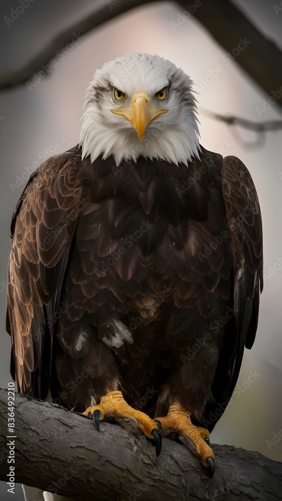 Naklejka premium a bald eagle with a yellow beak