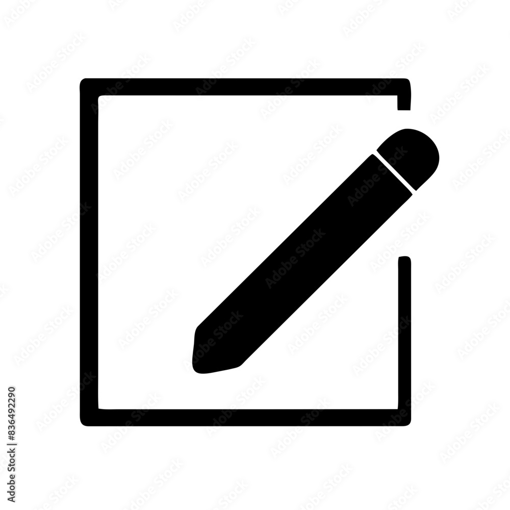 Icon vector illustration of a text editor, representing a simple interface with a pen or pencil symbol on a sheet of paper. Suitable for use in any application. Icon vector illustration of a text editor, representing a simple interface with a pen or pencil symbol on a sheet of paper. Suitable for use in any application.