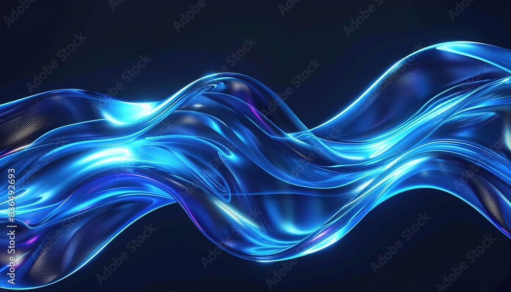 glass Ribbon wavy blue neon 3D Background glass Ribbon wavy blue neon 3D Background