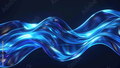 glass Ribbon wavy blue neon 3D Background