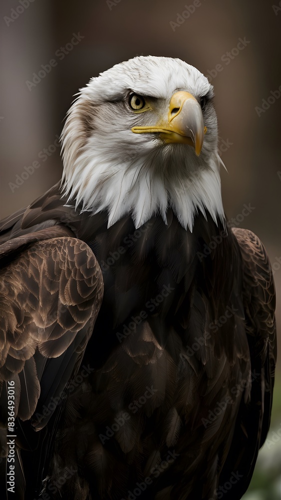 Fototapeta premium a bald eagle with a yellow beak