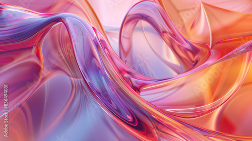 Fototapeta Naklejka Na Ścianę i Meble -  Spectrum Glass Waves Radiant, wavelike glass structures showcasing a rainbow of gradient colors.