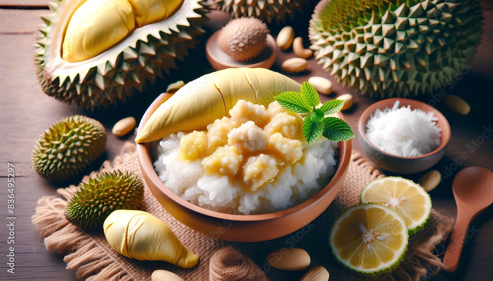 Thai Durian Sticky Rice, flavorful combination of sticky rice, durian ...