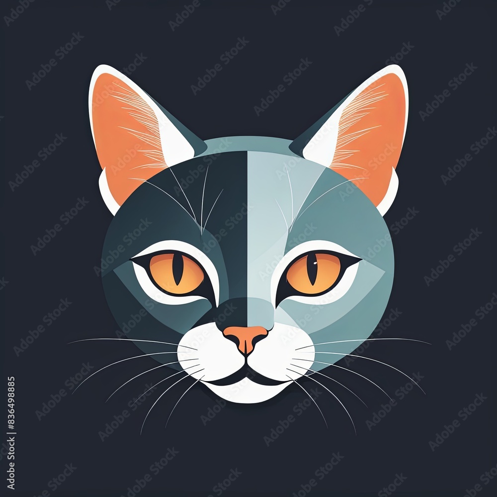 Minimalist Modernism, a cat's face Minimalist Modernism, a cat's face