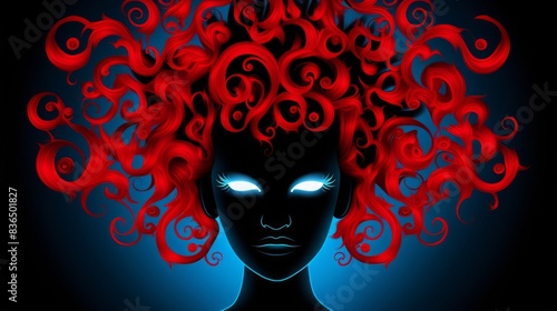 赤い髪の女性イラスト,Generative AI AI画像