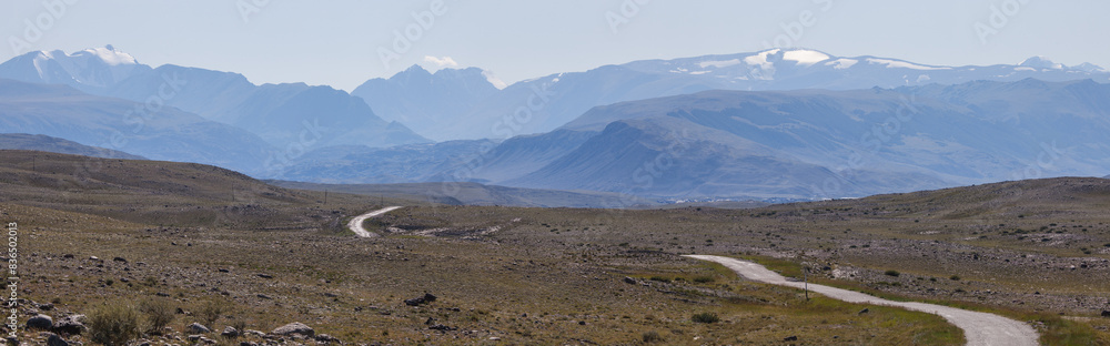 Dry Mongolian landscapes of the south of Altai, panoramic view Dry Mongolian landscapes of the south of Altai, panoramic view